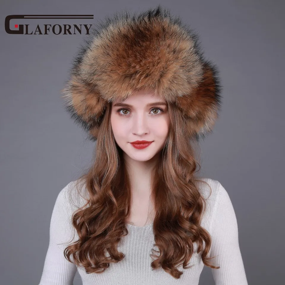 Шапки Glaforny 2017 из натурального меха лисы с ушками женские зимние теплые шапки