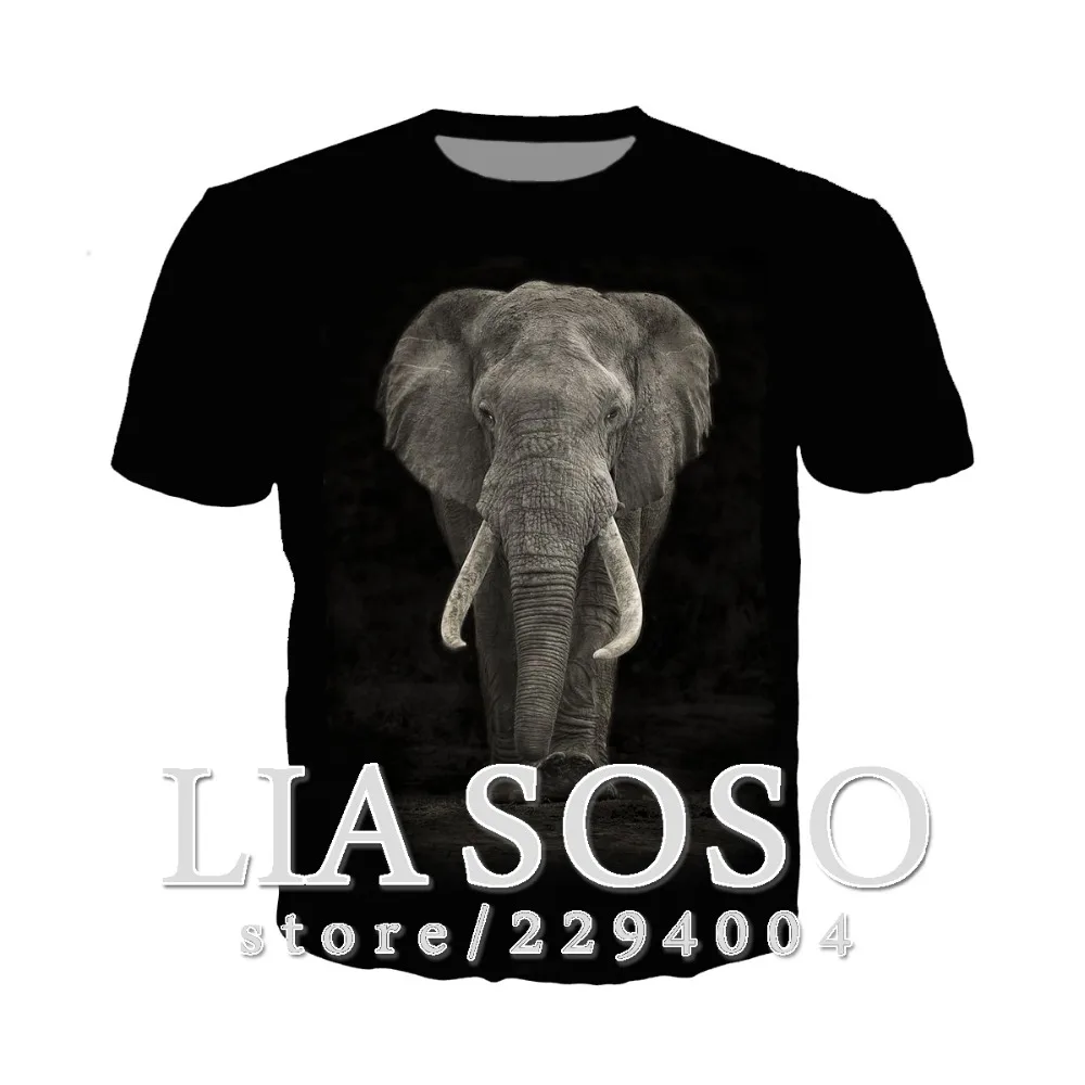 Слон Мужская 3D футболка Летняя повседневные футболки топы с короткими рукавами