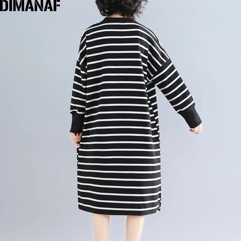 DIMANAF женское платье большого размера зимние женские Vestidos с длинным рукавом