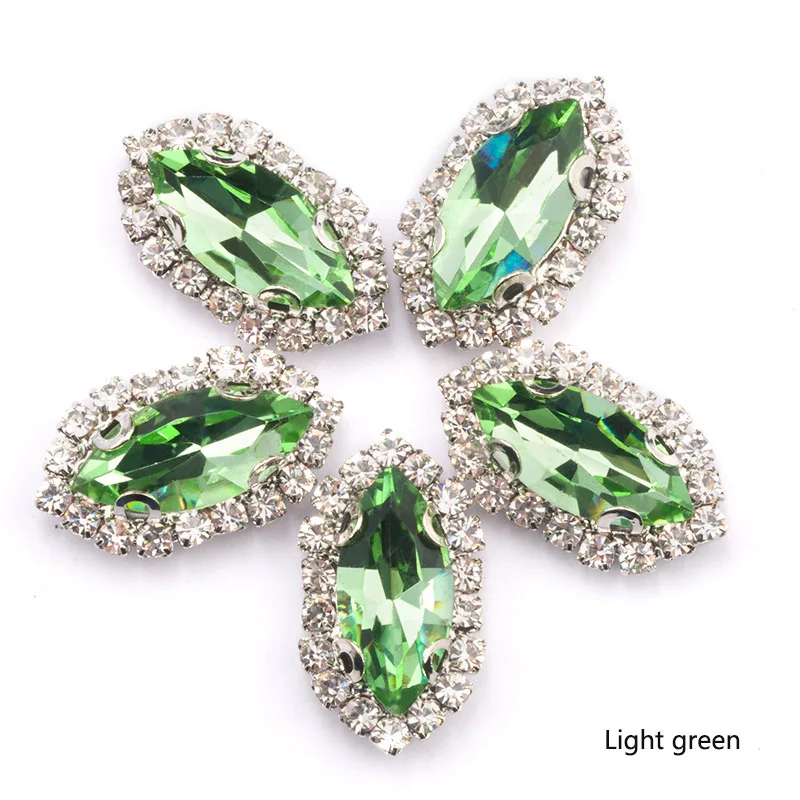 light green Хрусталь смешанного цвета Стекло Красочные пришить Камень коготь стразы цепи камень, Diy аксессуары для одежды, сумки - Цвет: light green
