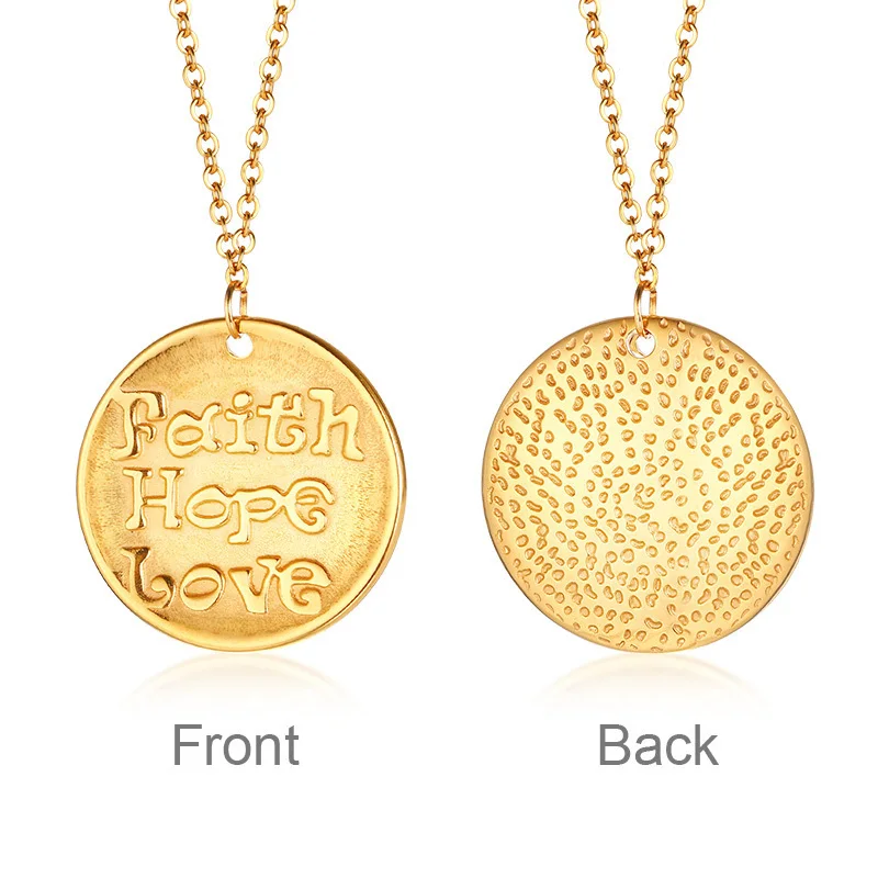 Очаровательная Ручная монета подвеска женское ожерелье золотого цвета Вера