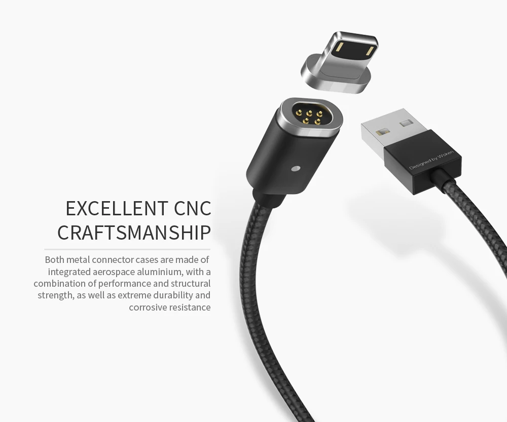 Магнитный зарядный кабель WSKEN 2 в 1 для iPhone 6, 7, 8 Plus, X, samsung, Xiaomi, 8 pin, IOS, Micro usb, светодиодный кабель для быстрой зарядки
