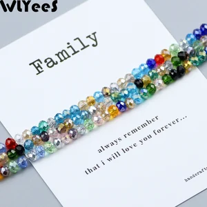 WLYeeS Австрийские кристаллы 4 мм граненые плоские круглые бусины 100 шт круглые стеклянные бусины, Свободное ожерелье для браслетов для изготовления ювелирных изделий сделай сам шарики