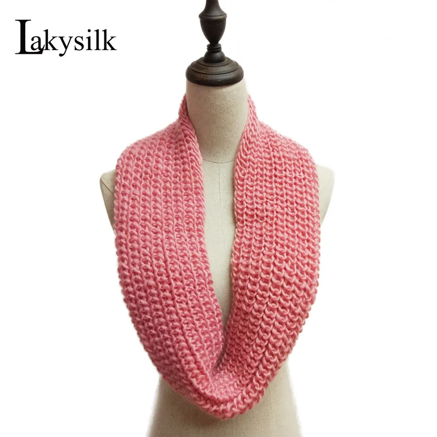 [Lakysilk] унисекс Женский вязаный шарф-кольцо мужской зимний 2 круга петля капюшон шарф-хомут модные кашемировые шарфы для шеи розовый Роскошный бренд