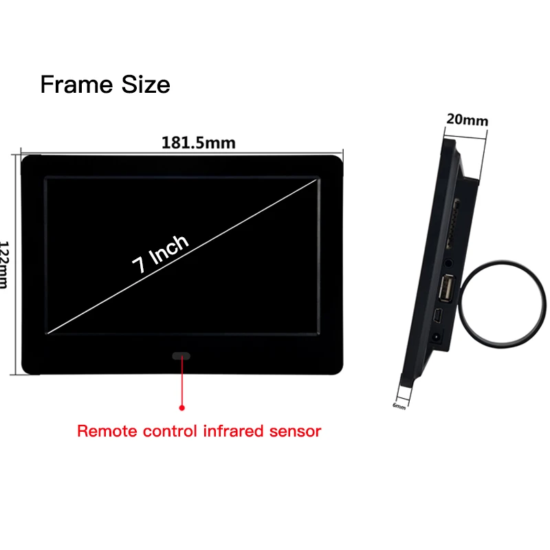 PINWEI цифровая фоторамка 7 дюймов ips HD 1024*600 светодиодный задний свет электронный