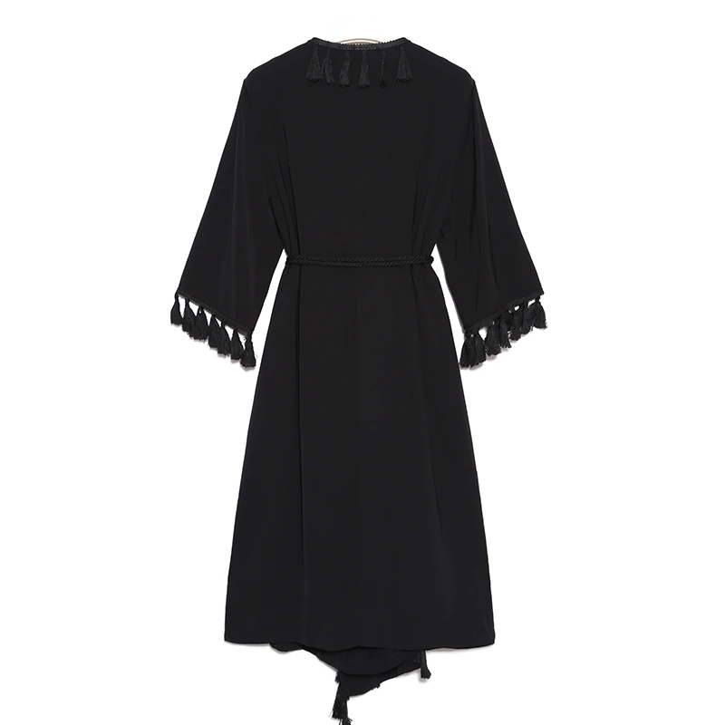 CHICEVER/летние женские платья с v-образным вырезом и кисточками на рукавах Туника