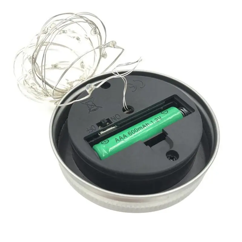 20 LED Solar Fairy Cap Light Mason Jar Lid Lamp Xmas Outdoor Garden Decor 2M Warm Light Automatic Charging Automatic Lighting