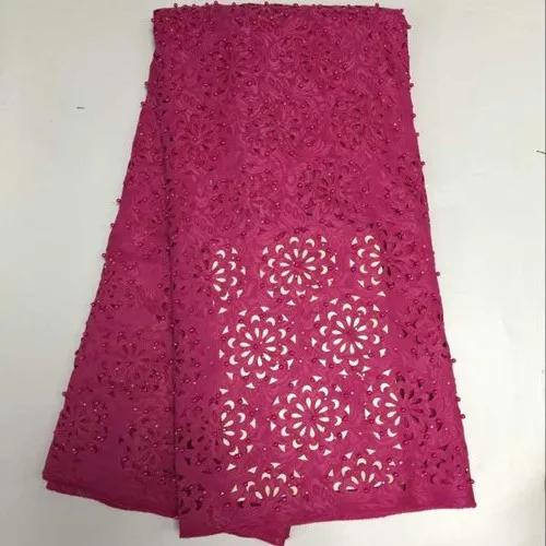 Розовый ткань лазерная резка кружева с бисером и камнями Высокое качество