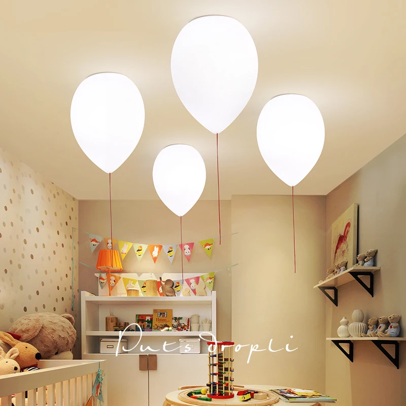 Modern Creative White Frosted Glass Balloon Warm Romantic Cute Ceiling Lamp for Children Room Bedroom Kid's