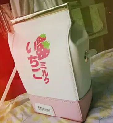 pink strawberry milk Сумка на плечо Gintama Gintoki Kawaii Milk Box, японский стиль, свежий стиль, женская сумка через плечо, сумка через плечо в стиле аниме, периферийная сумка через плечо - Цвет: pink strawberry milk