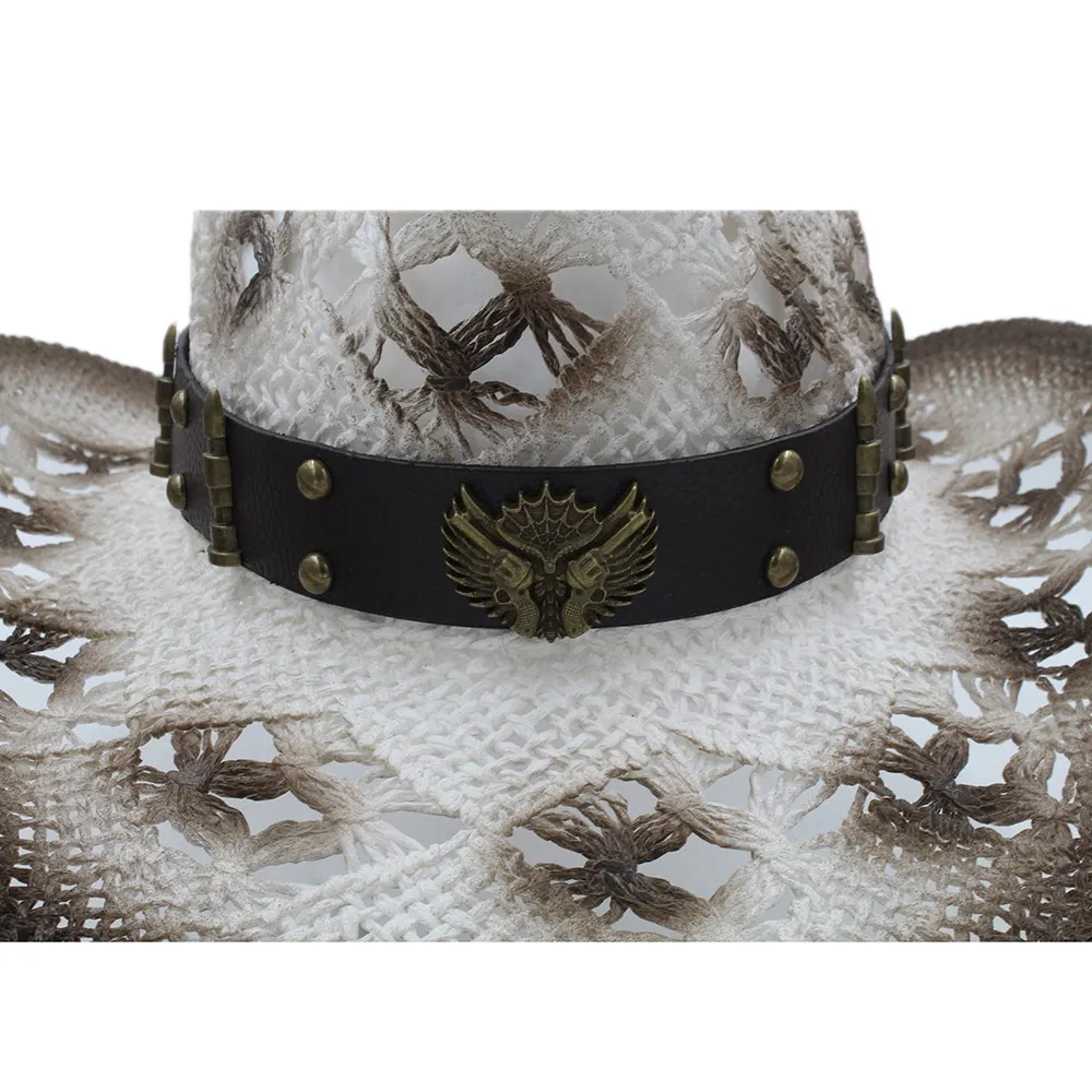 Женская и мужская Плетеная соломенная шляпа Sombrero пляжная в ковбойском стиле