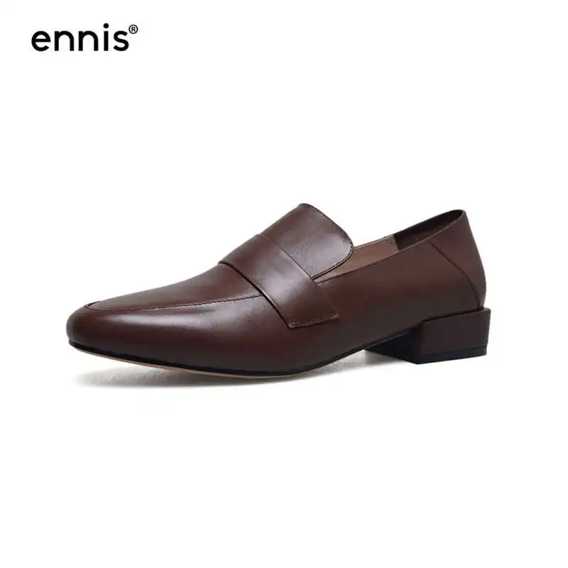 brown leather ENNIS/ г.; замшевые мокасины для женщин; модная обувь из натуральной кожи на плоской подошве; Новейшая весенняя обувь без задника; повседневная обувь для мам; C852 - Цвет: brown leather