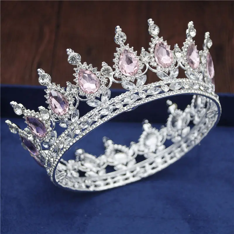 Silver Pink Хрустальные винтажные королевские розы диадемы и короны для свадебного торжества выпускного вечера свадебные украшения для волос ювелирные изделия для волос аксессуары - Окраска металла: Silver Pink