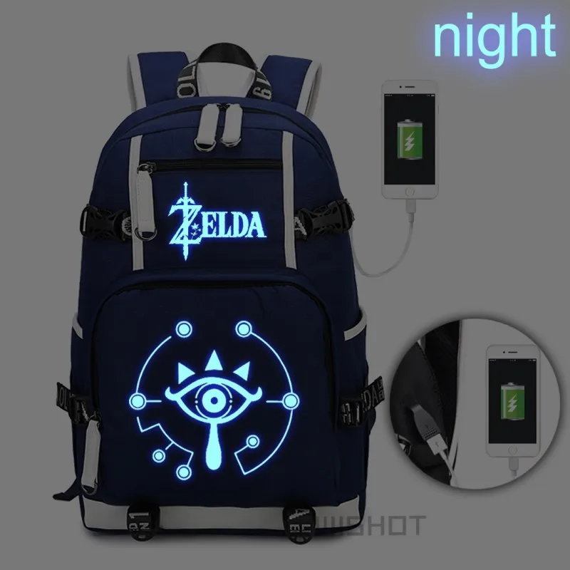 WISHOT The Legend of Zelda: Дыхание Дикого ссылка рюкзак Многофункциональный USB зарядки световой мешок - Цвет: Luminous3