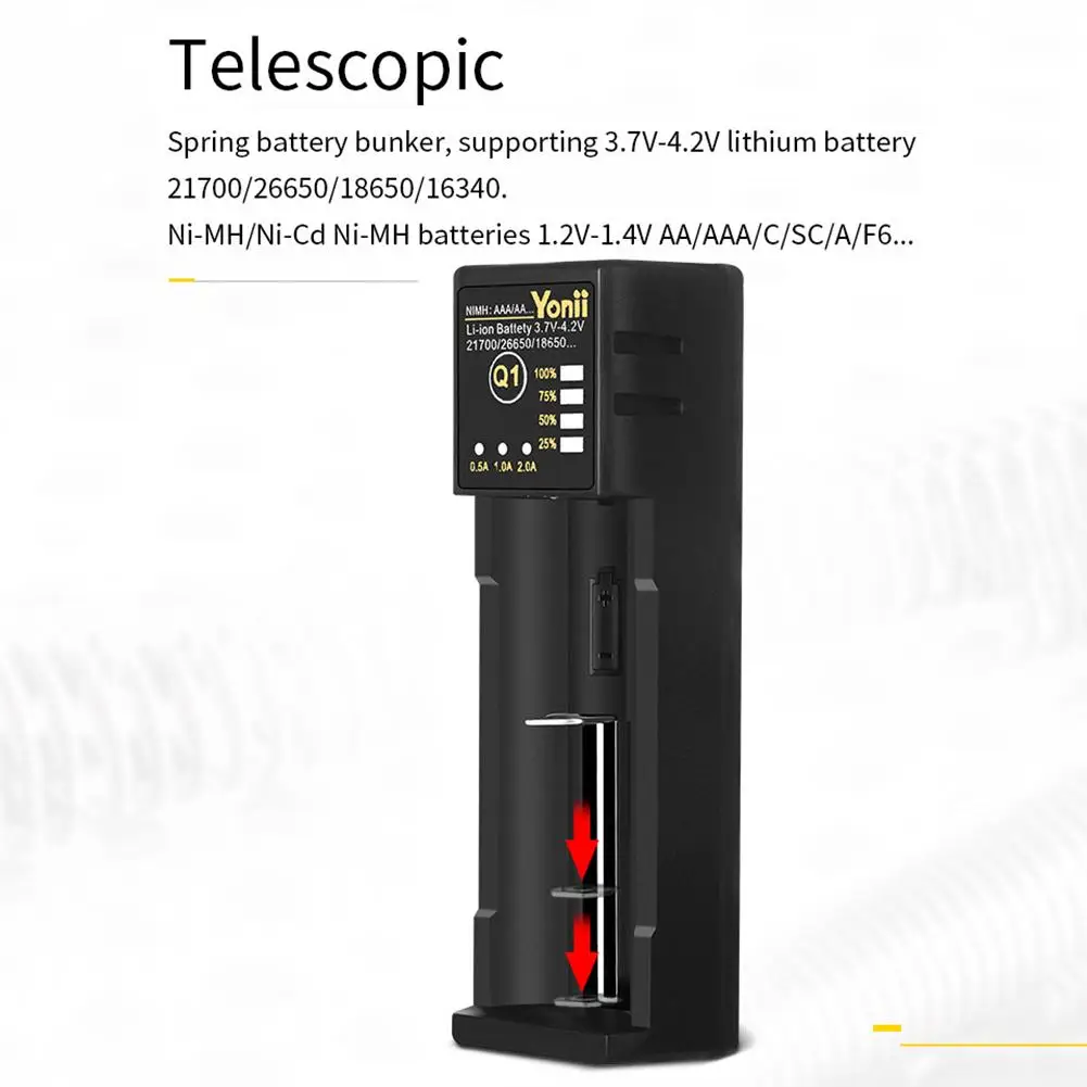 18650 зарядное устройство 3,6 V 3,7 V AA/AAA 26650 NiMH литий-ионная батарея умное зарядное устройство 4,2 V/2A 21700 USB одиночный слот литиевая батарея зарядное устройство