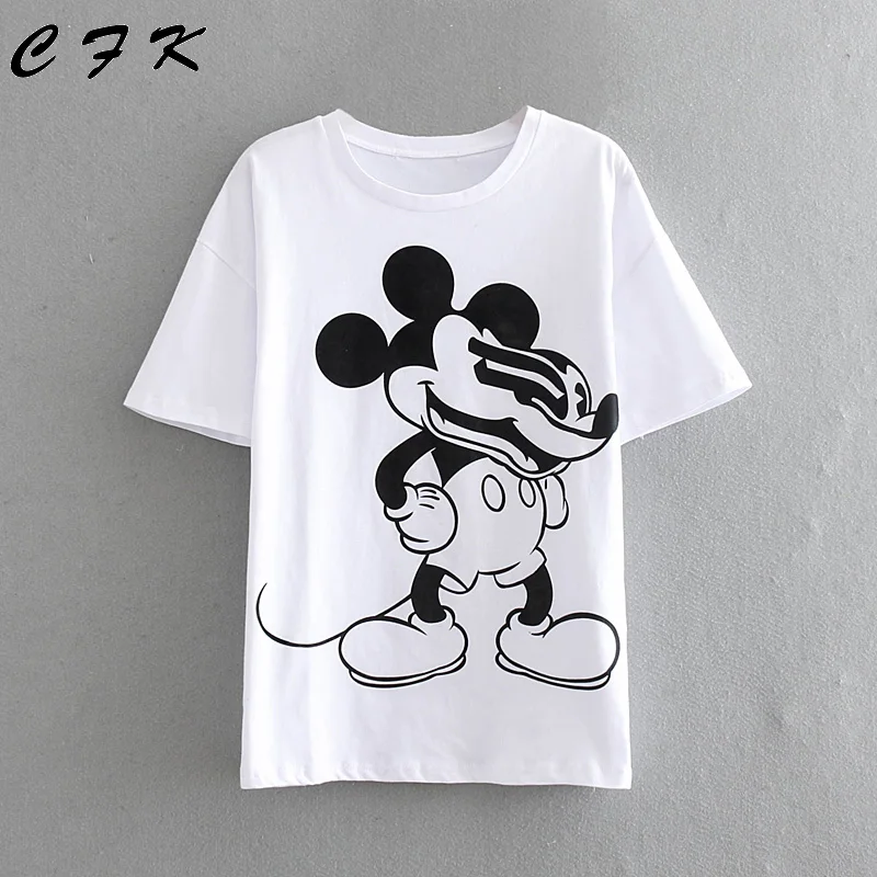 Женская футболка с рисунком мыши новинка 2019 Летняя Повседневная белая коротким