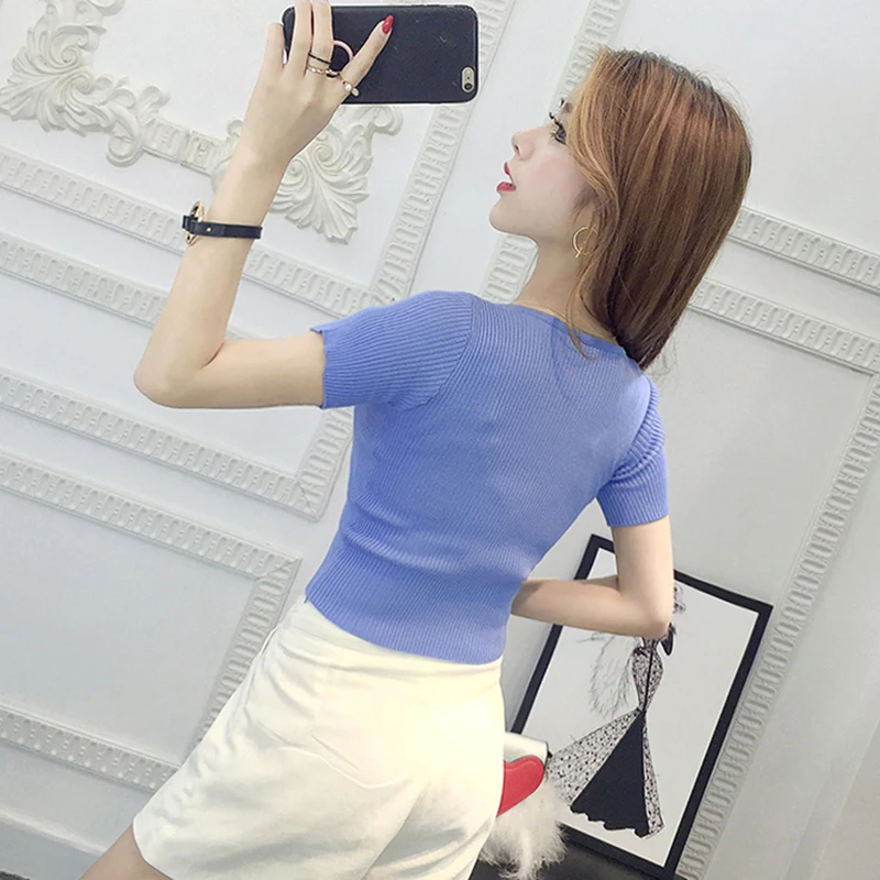 Женская футболка женские Топы И Футболки женская летняя 2018 короткий укороченный