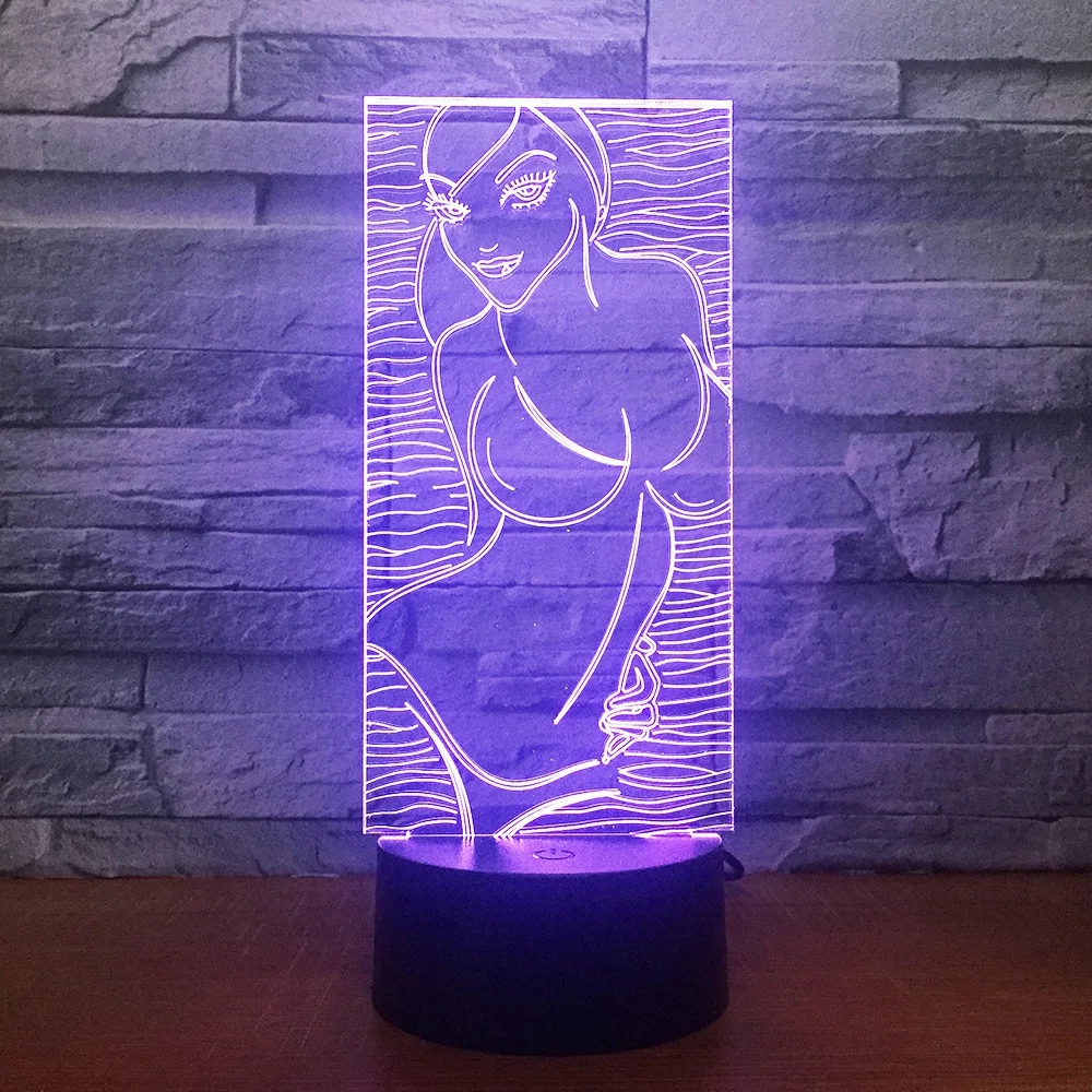 

Pretty Sexy Bikini Girl 3D Visual Led Night Lights Touch Usb 7 Colors Modelling Desk Lamp Home Decor Party Light Fixture Gifts