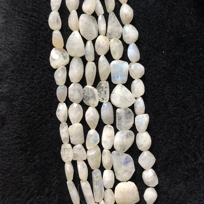 Genuine Blue Flash Moonstone Faceted Nugget Gem Beads 8-12mm Small Cutting Stone 1 of 15&quotstrand | Украшения и аксессуары