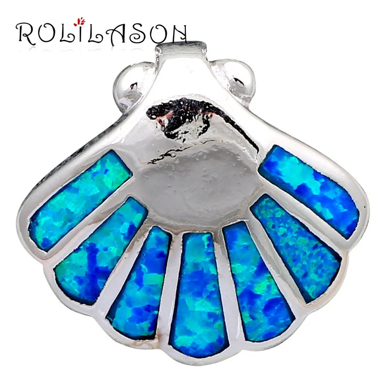 

925 sterling shell shape for Women Blue Fire Opal Necklace Pendants Fashion jewelry SP85
