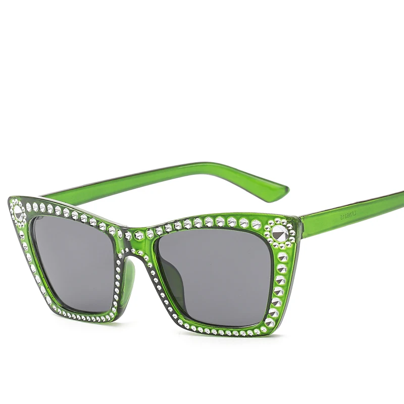 Модные негабаритные солнцезащитные очки со стразами женские квадратные оправы