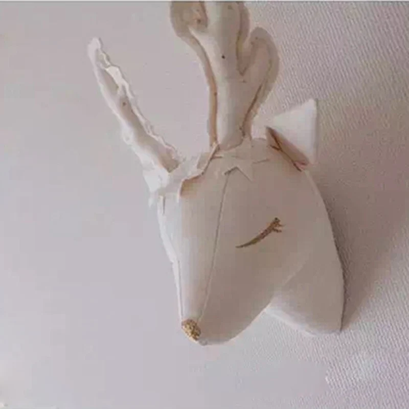 white Deer Ручной работы 3D голова животного настенные украшения Дети Детская комната Декор скандинавские чучела Единорог олень настенные подвесные крепления игрушки для детей - Цвет: white Deer