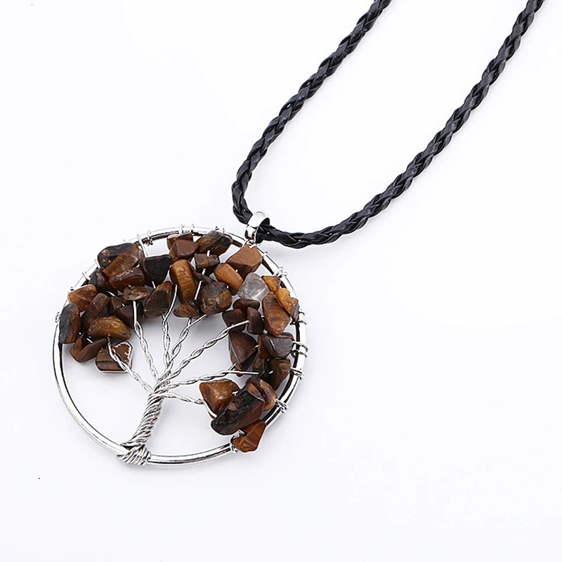 Ожерелье серебряного цвета с натуральным кристаллом полудрагоценный камень