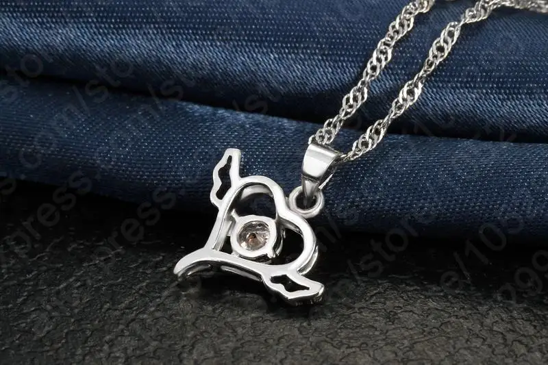 

Trendy Heart Love Angel Pendant 925 Sterling Silver Wedding Jewelry Cubic Zircon Necklace Drop Earring For Women Set Promotion