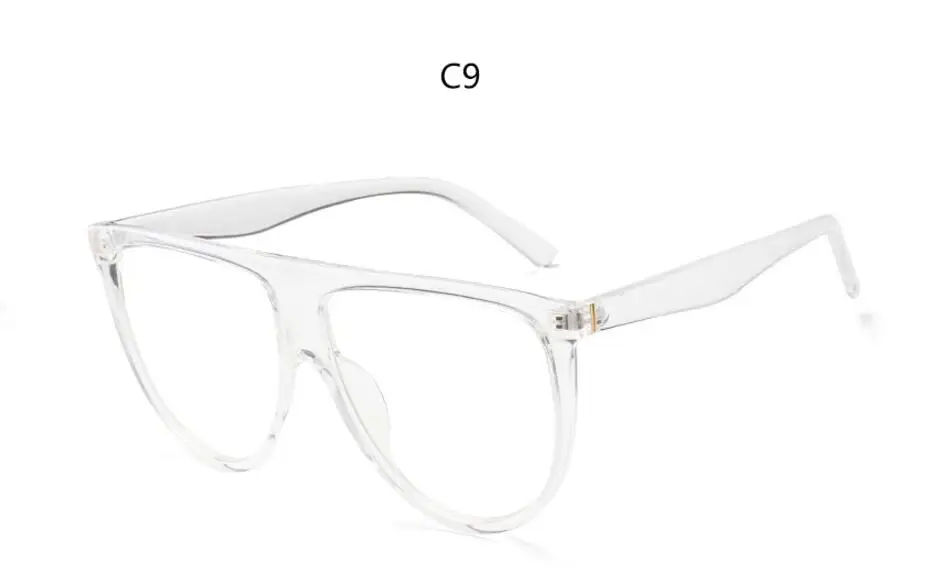 C9 clear clear Ким солнечные очки в стиле Кардашьян для женщин Винтаж Ретро плоский верх негабаритных солнцезащитных очков квадратный пилот Роскошные Дизайнерские Большие черные оттенки - Цвет линз: C9 clear clear