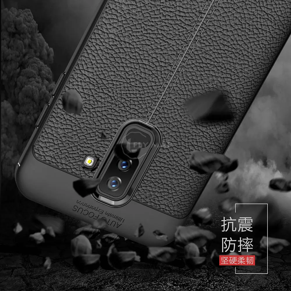 Soft Cover for Samsung Galaxy A6 Plus 2018 A605 A605F Litchi Leather Grained Silicon Phone Case SM-A605 SM-A605F SM-A605FN/DS |