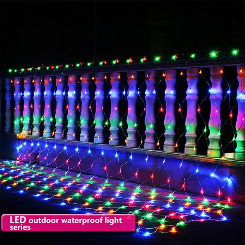 

1,5*1,5 M LED сетка солнечного света Рождество рыболовная сеть Открытый Водонепроницаемый декоративные светодиодные свадебные Фея лампа освеще...