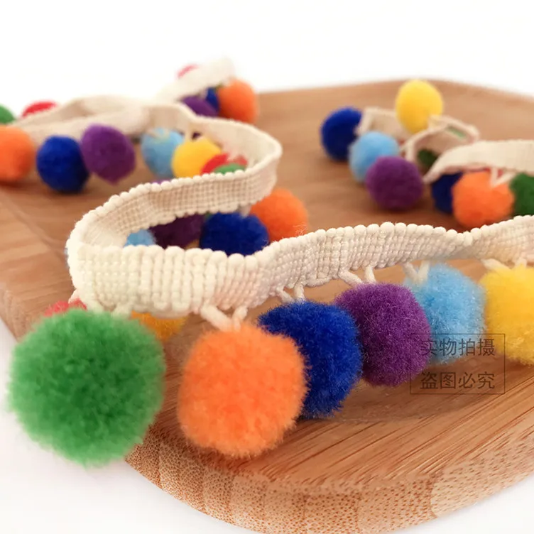 5 ярдов разноцветная лента помпон ручной работы Размером 18 мм|trim pom pom|sewing accessoriesball