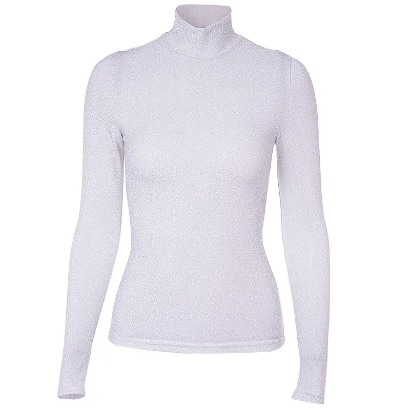 Пикантные Серебристые блестящие футболка Для женщин sparkletshirt одежда осеннее