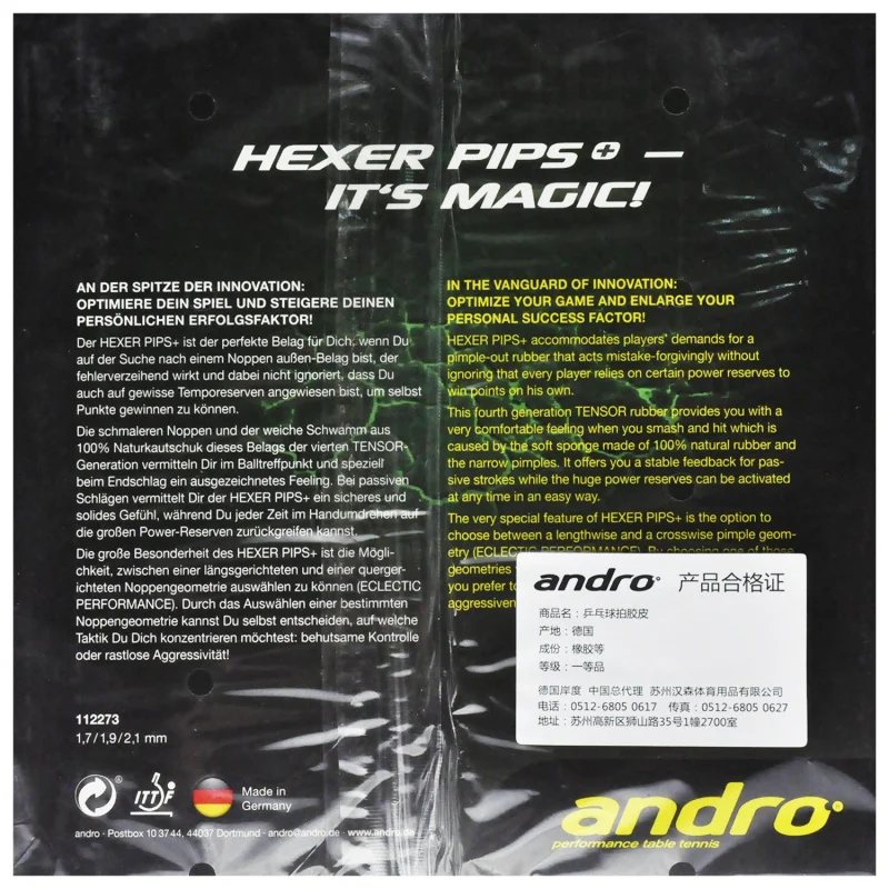 Andro настольный теннис резиновый Hexer Pips+ сырой резины пинг понг Tenis De Mesa