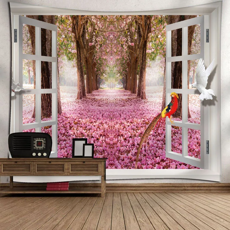 Tapestry 3D принт лес и горы гобелен с пейзажем настенные подвесные гобелены для домашнего декора Туманный лес настенное покрытие гобелен - Цвет: Tapestry