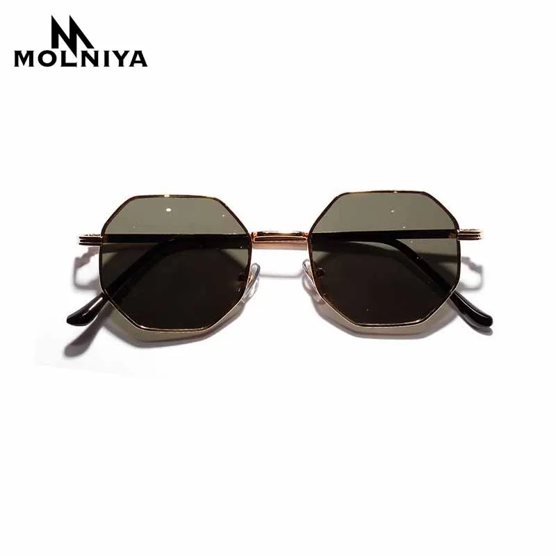 

Retro polygon sunglasses Men Women Luxury pink Lens Round Sunglasses Vintage Small frame Mirror color sunglasses