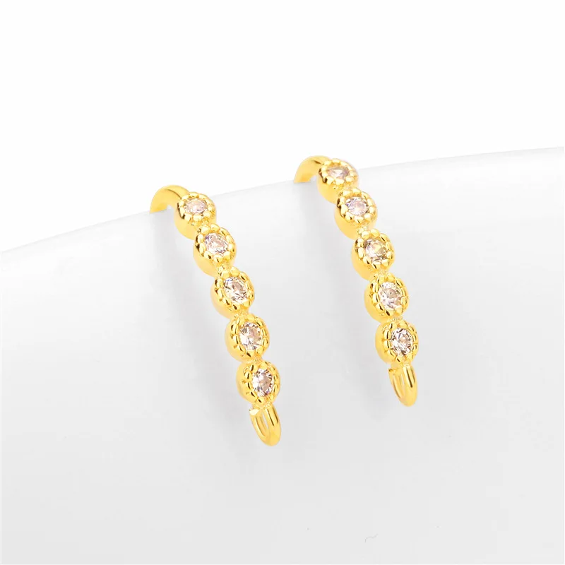 Real 925 Sterling Silver Color Ear Hook Micro-inlaid Zircon Earrings Gold-plated Manual DIY Jewelry Making Component Accessories