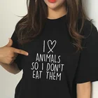 Футболка унисекс Вегетарианская смешная женская футболка с принтом Я люблю животных, так что не съешь их