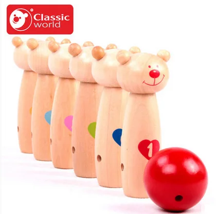 Классический Детский пазл деревянный медведь набор для боулинга 1-3 года забавная