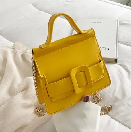 19 CM Yellow Элегантная женская сумка-тоут, модная новинка, качественная женская дизайнерская сумка из искусственной кожи, сумка через плечо на цепочке, женская сумка через плечо - Цвет: 19 CM Yellow