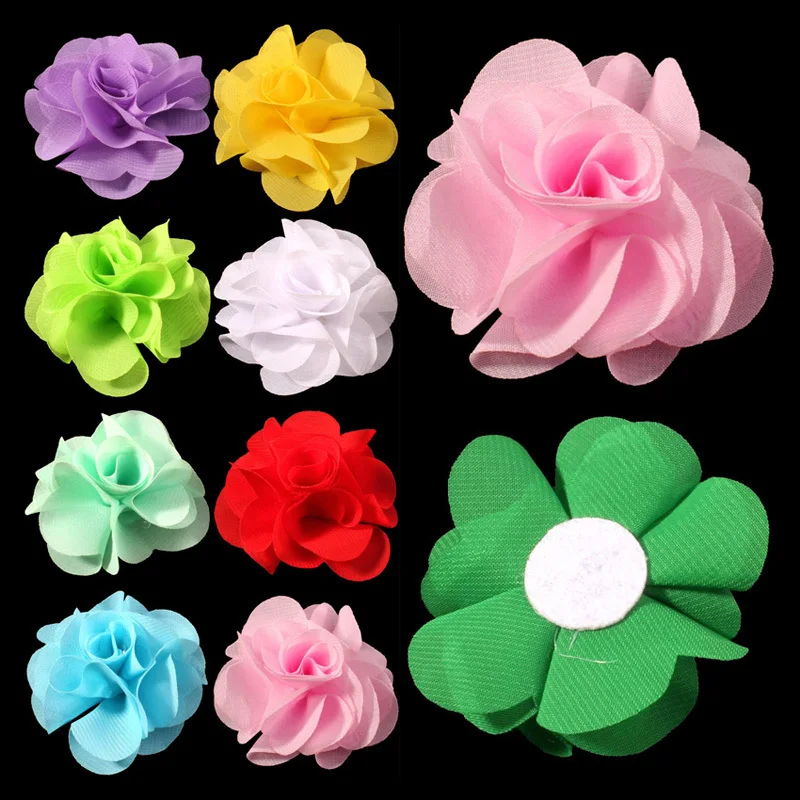 

10pcs/lot 2.6" 20 Colors Newborn Soft Chic Chiffon Flower For Kids Girl Hair Accessories Artifcial Fabric Flowers For Headbands