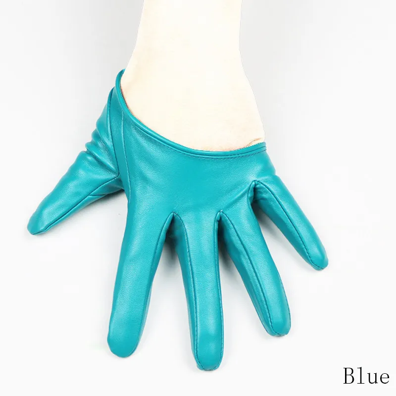 LongKeeper New Design Sexy Leather Gloves for Women Half Palm PU Leather Gloves Party Show Mittens Black Gold Silver Full Finger