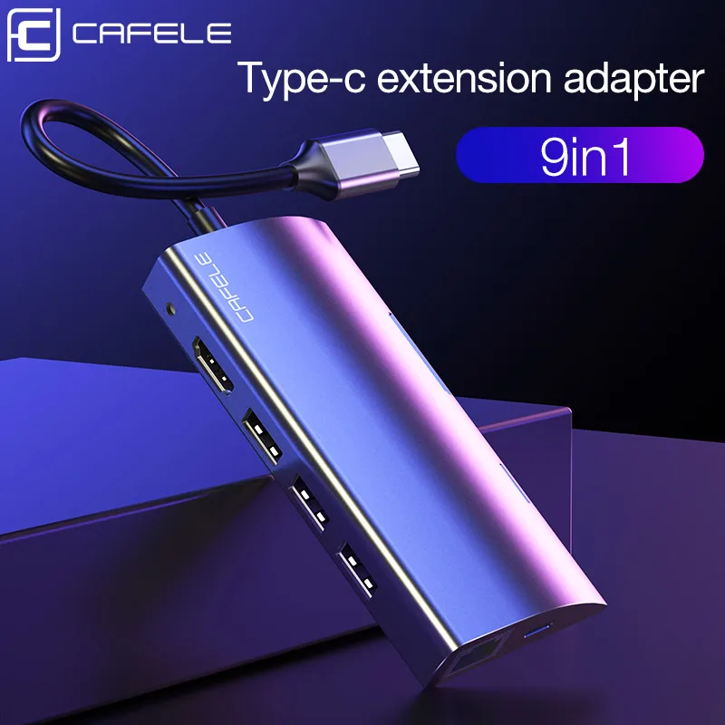 Адаптер CAFELE USB Type C HDMI Thunderbolt 3 док станция 0 с разъемом RJ45 PD TF SD ридер 5 аудио для MacBook