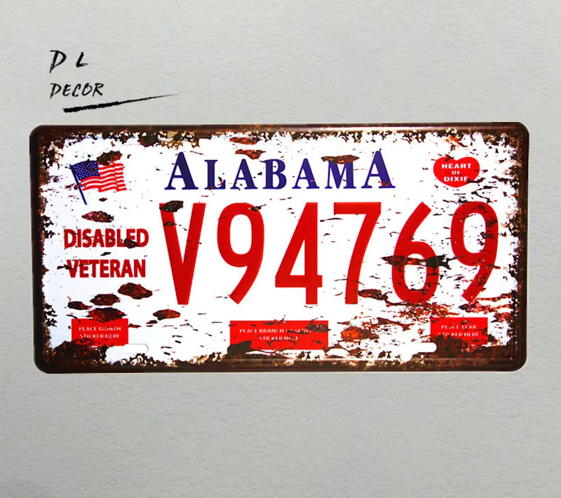 DL ALABAMA V94769 номерной знак винтажный металлический настенные наклейки домашний