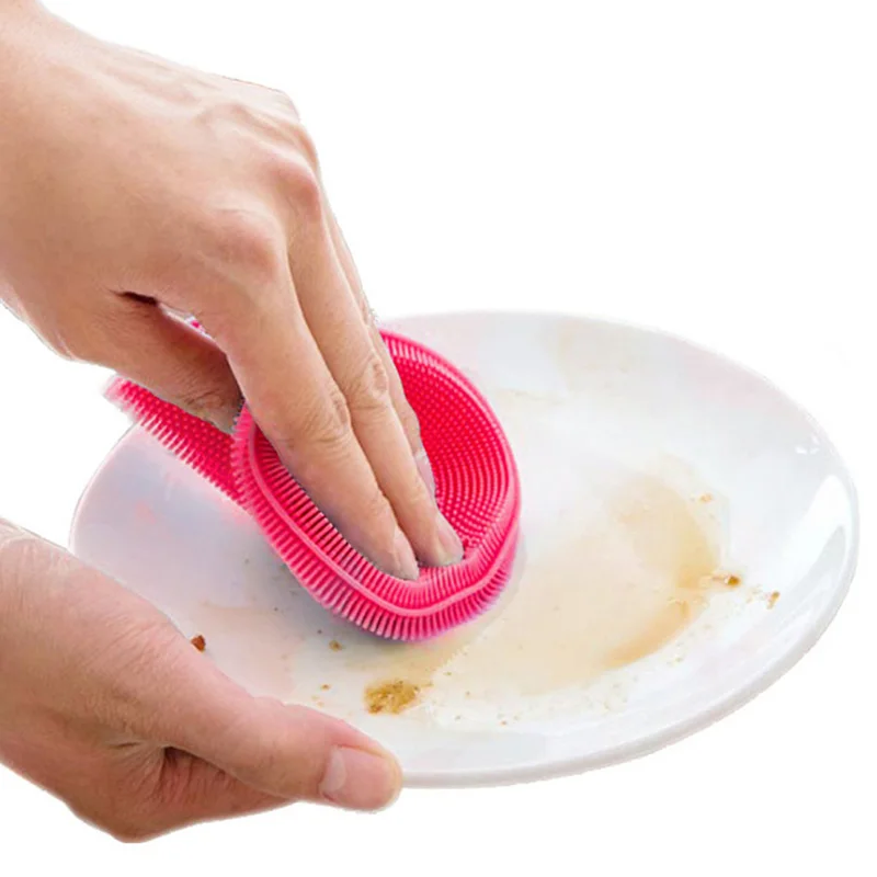 Multifunction Silicone Dish Bowl Scouring Pad Magic Wash Brushes Cleaning Washing Tool Kitchen with Suker Hook |