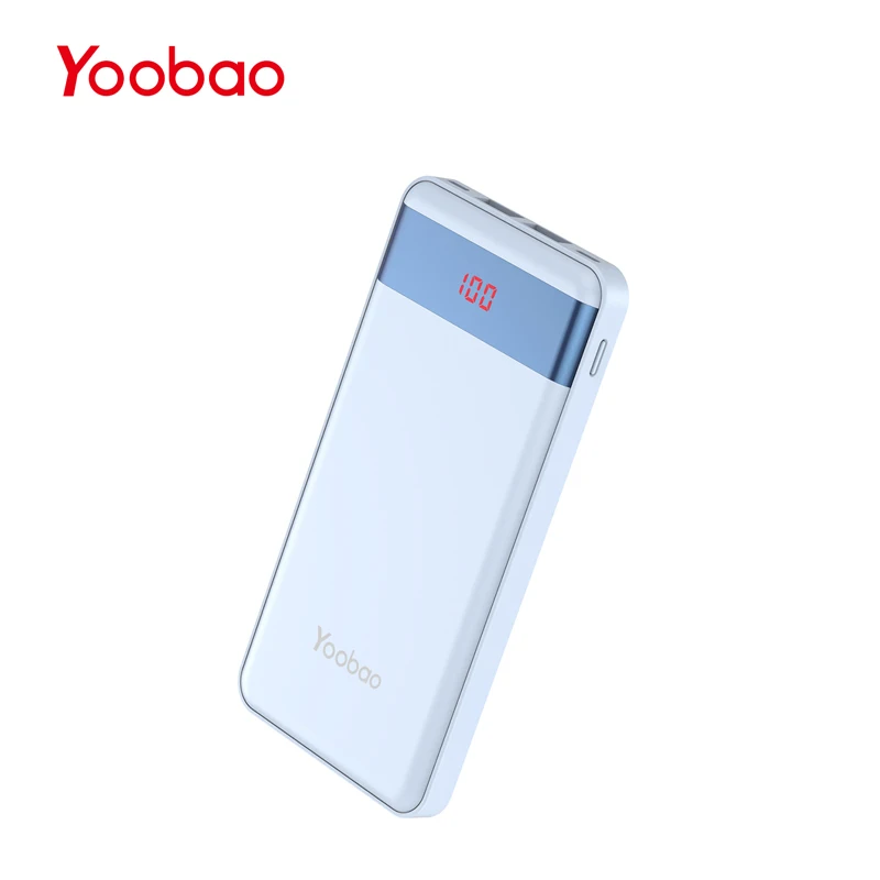 Yoobao KJ04 10000 мАч портативное зарядное устройство ультра тонкий аккумулятор литий-полимерный внешний аккумулятор с цифровым дисплеем для huawei iPhone LG - Цвет: Blue
