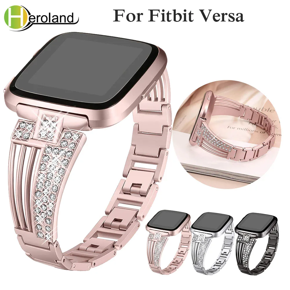 

Аксессуары браслет из нержавеющей стали, сменные ремешки для часов Fitbit Versa, умный Браслет, металлический ремешок, браслет на запястье с бриллиантами, Новинка