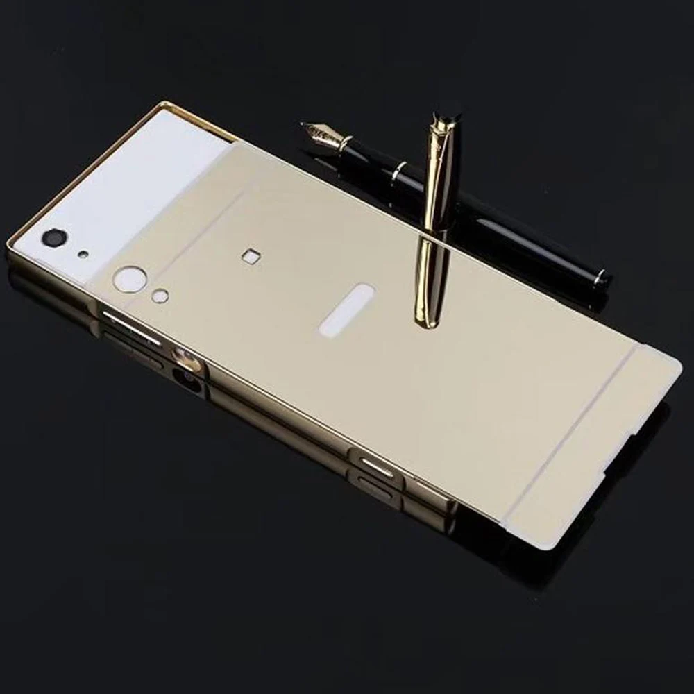 Для sony Xperia XA1 чехол Роскошный Алюминиевый металлический каркас зеркальная