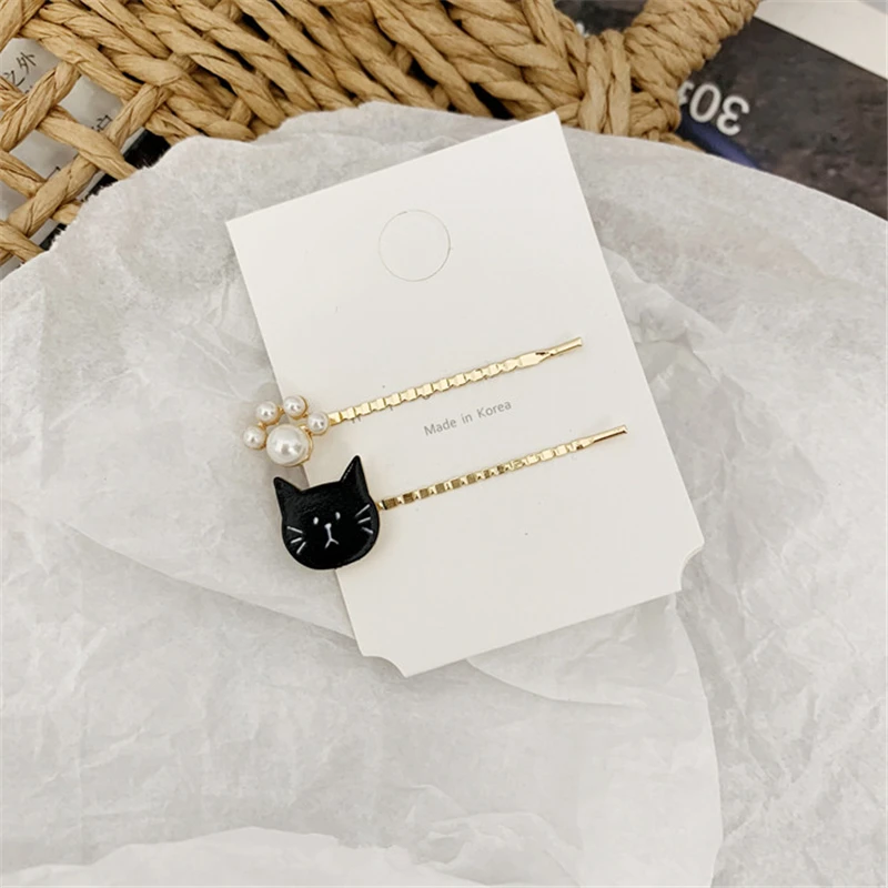 2 шт./компл. корейские модные женские металлические заколки для волос милые