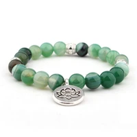 charm matte amazonite stone strand bracelets for women yoga mala ohm chakra bracelet lotus beaded bracelet handmade jewelry